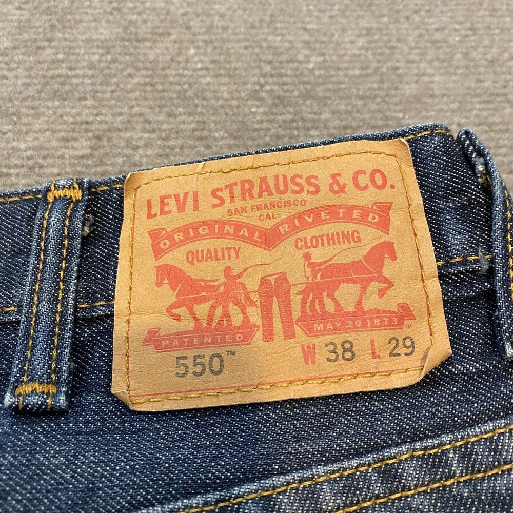Levis 550 Jeans Mens 38x29 Classic Fit Blue Baggy Distressed Denim Whiskered - Picture 3 of 13